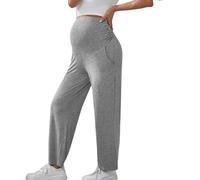 Générique Pantalon de grossesse pour femme - Pantalon de grossesse basique ample - Jambe droite - Avec poches - Pantalons de grossesses - Taille haute - Pantalons de yoga