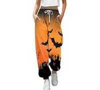 Générique Pantalon De Jogging Femme, Deguisement Adulte Halloween Femme Pantalon De Sport Large Taille Haute Pantalon De Détente Jambe Large Imprimé Halloween Pants Confortable Ample avec Poches