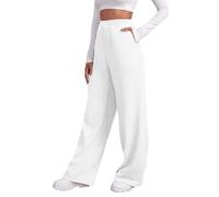 Générique Pantalon de Jogging pour Femme Doublé Polaire,éPais et Isolant,avec Taille Haute,Poches et Coupe DéContractéE,IdéAl pour Les JournéEs Froides(White,S)