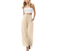Générique Pantalon de Plage Ample pour Fille modèle d'été à Jambe Large orné de Fleurs délicates et Muni d'une Poche Pratique pour Un Confort Quotidien