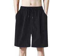Générique Pantalon de Pyjama Court pour Homme Coupe Ample Shorts Décontractés Short Sport Homme Coton Bas de Jogging Pantalon Pyjama Short Running Ete Léger Shorts Doux Vêtements de Nuit (Black, XXL)