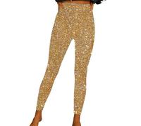 Générique Pantalon De Soirée Cocktail Tailleur Femme Chic Sequins Paillette Métallique Tenue Disco Déguisement Legging Sexy Combinaison Haute Taille Brillant Long Extensible Carnaval Sequin Éléphant