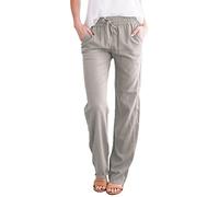 Générique Pantalon de Sport Long pour Femme,Droite Palazzo Taille Haute Toile Pants Décontracté Urban Plage Rétro Coupe ajustée Idéal Le et la Vie Quotidienne