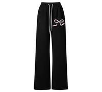Générique Pantalon de survêtement Fille léger à Cordon Ajustable Coupe Droite Confortable Parfait pour Un Style Sportif décontracté et des activités ludiques Quotidiennes (Black, 150)