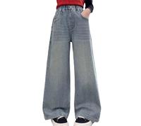 Générique Pantalon de SurvêTement Fille Pantalon en Jean Ample et décontracté pour Filles,Jambes Droites,idéal pour Les Grandes et Les préadolescentes,Confortable au Quotidien,Jean Bleu Classique