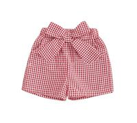 Générique Pantalon de SurvêTement pour Filles Short d'été décontracté à Carreaux Vichy/Seersucker pour bébé garçon et Fille,Taille élastique,avec nœud