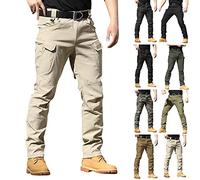 Générique Pantalon De Travail Homme Chantier Multipoches Zippé Mince Cargo Imperméable Tactique Militaire Airsoft Tenue Kaki XL