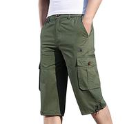 Générique Pantalon De Travail Homme - Pantalon Cargo Homme Pocket Fitness Summer Bodybuilding Solid Shorts Mens Color Casual Pants Sports Pantalons pour Hommes (Army Green XXXXXXL)