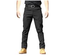 Générique Pantalon De Travail Multipoches Zippé Mince Cargo Imperméable Tactique Militaire Airsoft Randonnée Homme Tenue Noir L