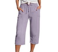 Générique Pantalon De Ville 3/4 en CrêPe Double Face - Effet Stretch sans Contrainte - Ourlet DéChiré Design - Style Urbain Tendance - s'adapte à Toutes Morphologies