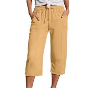 Générique Pantalon De Ville 3/4 en CrêPe Double Face - Effet Stretch sans Contrainte - Ourlet DéChiré Design - Style Urbain Tendance - s'adapte à Toutes Morphologies
