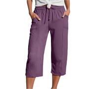 Générique Pantalon De Ville 3/4 en CrêPe Double Face - Effet Stretch sans Contrainte - Ourlet DéChiré Design - Style Urbain Tendance - s'adapte à Toutes Morphologies