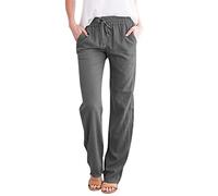 Générique Pantalon de Yoga à Jambes Larges pour Femmes Taille Haute réglable Cravate Noeud Joggers décontracté Ample Grande Taille Salon Pantalons de survêtement avec Poches Pantalon Noir Karaté
