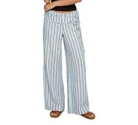 Générique Pantalon décontracté féminin Coupe Droite Confortable en Tissu Stretch Doux pour élégance Polyvalente Quotidien avec Une Longueur Longue et Une Ample (Blue, L)