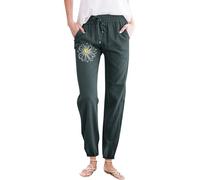 Générique Pantalon décontracté Femme avec Cordon de Serrage Coupe Moderne Pratique pour Maison et Sortie Pantalon Polyvalent Accessible (Dark Green, M)