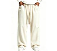 Générique Pantalon décontracté Homme Automne-Hiver doublé Polaire Coupe Ample Confortable Long Poches décontracté (White, L)