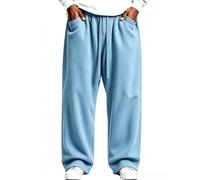 Générique Pantalon décontracté Homme Automne-Hiver doublé Polaire Coupe Ample Confortable Long Poches décontracté (Blue, XXXXXL)