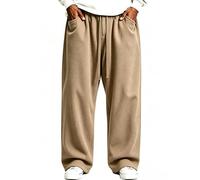 Générique Pantalon décontracté Homme Automne-Hiver doublé Polaire Coupe Ample Confortable Long Poches décontracté (Khaki, S)
