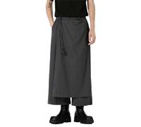 Générique Pantalon Décontracté Homme Automne Style Chinois Sombre Japonais Large Jambe Droit Jupe pour Casual Wear(Grey, XXXL)