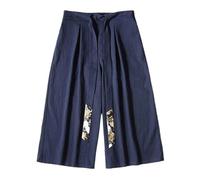 Générique Pantalon décontracté Homme Style National à Ceinture Confortable pour Un Usage Quotidien et décontracté avec Design et Polyvalent (Navy, M)