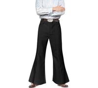 Générique Pantalon Décontracté Homme Trend 70s Classique Rétro Patte d Éléphant Performance pour Soirée Casual(Black, XXXL)