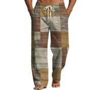 Générique Pantalon décontracté imprimé pour Homme Large tissé à Poches Ample idéal Quotidien (Khaki, L)