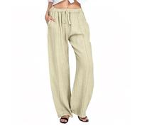 Générique Pantalon D'éTé en Lin pour Femme - Coupe Fluide Ample avec Ceinture éLastique Ajustable Et Poches - LéGer Et Respirant pour Un Style DéContracté Chic Voyage Ou en Ville