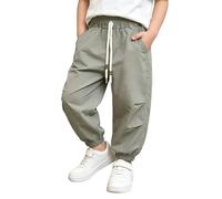 Générique Pantalon d'été léger pour garçons - France Tenue Polyvalente pour activités Quotidiennes et en Plein air (Green, 6-7 Years)