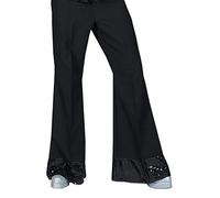 Generique - Pantalon Disco Noir avec Sequins sur Le Bas Homme Taille L