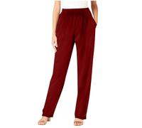 Générique Pantalon Droit Femme Taille Élastique Poches Couleur Unie