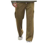 Générique Pantalon en Cordon Homme Droit à Pliets Pantalon Décontracté à Poches Multiples pour Look Rétro et Urbain Confortable(Khaki, M)