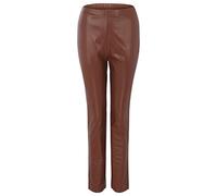 Générique Pantalon en Cuir Femme Grande Taille,Sexy High Elastic Pants Suit Sets Black Casual Side Slit PU Pants for Women (Brown, S)