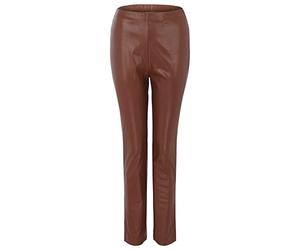Générique Pantalon en Cuir Femme Grande Taille,Sexy High Elastic Pants Suit Sets Black Casual Side Slit PU Pants for Women (Brown, S)