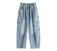 Générique Pantalon en Jean Baggy Jogger Denim Facile À Enfiler Garçon Slim Fit Tapered Jeans Garcon Blanc 10 Couleur Unie Style Urbain Cargo Rétro Années 90 Hip Hop Streetwear (Bleu,11-12 Ans)