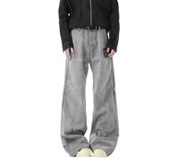 Générique Pantalon en Jean décontracté Coupe Droite Style rétro Tendance avec Impression de Lettres pour Homme (Grey, XXXL)