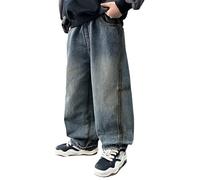 Générique Pantalon en Jean pour Enfants Loose Pant Ceinture Élastique Middle and Large Noir Garcon 8 Ans Vêtements Tendance Hip Hop Y2K Streetwear Saint Cadeaux (Bleu,7-8 Ans)