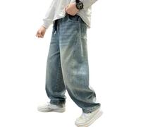 Générique Pantalon en Jean pour Enfants, Loose Taper Fit Jeans GarçOn avec Ceinture ÉLastique Pantalons Soft Performance Denim DéContracté Et Ample Poches à Rabat Enfant Garcon 12 Ans |
