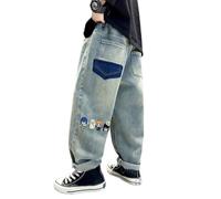 Générique Pantalon en Jean pour Enfants Pantalons Denim Loose Taper Fit Jeans Garçon Short Garcon 14 Ans Bleu Marine Bébé Années 90 Hip Hop Streetwear Cadeaux Cadeau (Bleu,5-6 Ans)
