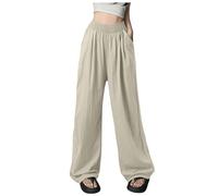 Générique Pantalon en Lin Femme Coupe Large et Tombante Taille Haute pour Un Style Décontracté Léger et Élégant Parfait pour lÉté Pantalon dÉté Femme Fluide et Chic