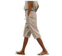 Générique Pantalon en Lin Femme Été Taille Haute Palazzo Décontractés Élastique Professionnels Pantacourt Short Décontracté Confortable pour Randonnée Plage Évasion Estivale avec Poches Pratiques