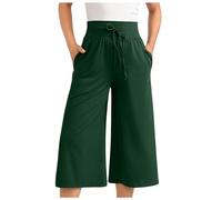 Générique Pantalon en Lin: Pantalon en Lin Ete Pantacourt Habillé Ample Taille Elastique pour Soirée Fluide Baggy Femme Chic Et Elegant Été Ete Femme Leger Lin Large Ronde # #