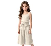 Générique Pantalon en Lin pour Fille Été Jambes Larges Coupe Ample Léger Et Respirant Taille Élastique Pantalon De Plagea Naturel Confortable Baggy Anti-Moustiques Pantalons Décontracté