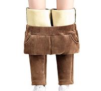 Générique Pantalon en Velours Côtelé pour Femme - Pantalon Femme Chaud Hiver Pants Taille Haute Bottoms Casual Pant Doublé Sherpa Jogging Outdoor Survêtement Couleur Unie Pantalons Épais Bottoms