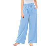 Générique Pantalon Enfant Fille Casual À Jambe Droite avec Ceinture Élastique À Jambes Larges Été Et Ample Pantalon Léger Confortable Fluide Et Respirant Pants De Survêtement À Quotidien