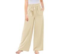 Générique Pantalon Enfant Fille Casual À Jambe Droite avec Ceinture Élastique À Jambes Larges Été Et Ample Pantalon Léger Confortable Fluide Et Respirant Pants De Survêtement À Quotidien