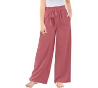 Générique Pantalon Enfant Fille Casual À Jambe Droite avec Ceinture Élastique À Jambes Larges Été Et Ample Pantalon Léger Confortable Fluide Et Respirant Pants De Survêtement À Quotidien