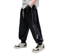 Générique Pantalon Enfant Garcon Pantalon de survêtement pour garçon,vêtements d'entraînement athlétiques pour Enfants,Jogging garçon avec Poche zippée et Cordon de Serrage(Black,4-5 Ans)
