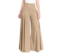 Générique Pantalon Été Femme Léger Fluide Taille Haute Extra Jambe Extra Large Ample Décontracté Grande Taille pour Yoga Plage Casual À Porter À L’Extérieur Kaki, XL