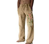 Générique Pantalon Ete Homme Ensemble Lin Grande Taille Blanc Été Elastique Large Vetement Tenue Champetre Mariage Leger Beige Noir Léger En Chic Décontracté~