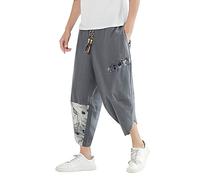 Générique Pantalon Ete Homme - Pantalon en Lin pour Homme Pantalon Droit en Coton à Sept Points pour Hommes Pantalon décontracté d'été Pantalon Respirant pour Hommes